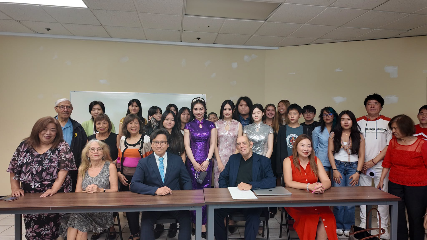 Community members, elders and youth gathered for a group photo at the Chinese-Canadian Heritage Month petition press conference in Montreal Chinatown